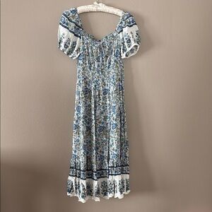 Floral Blue and White Maxi Dress